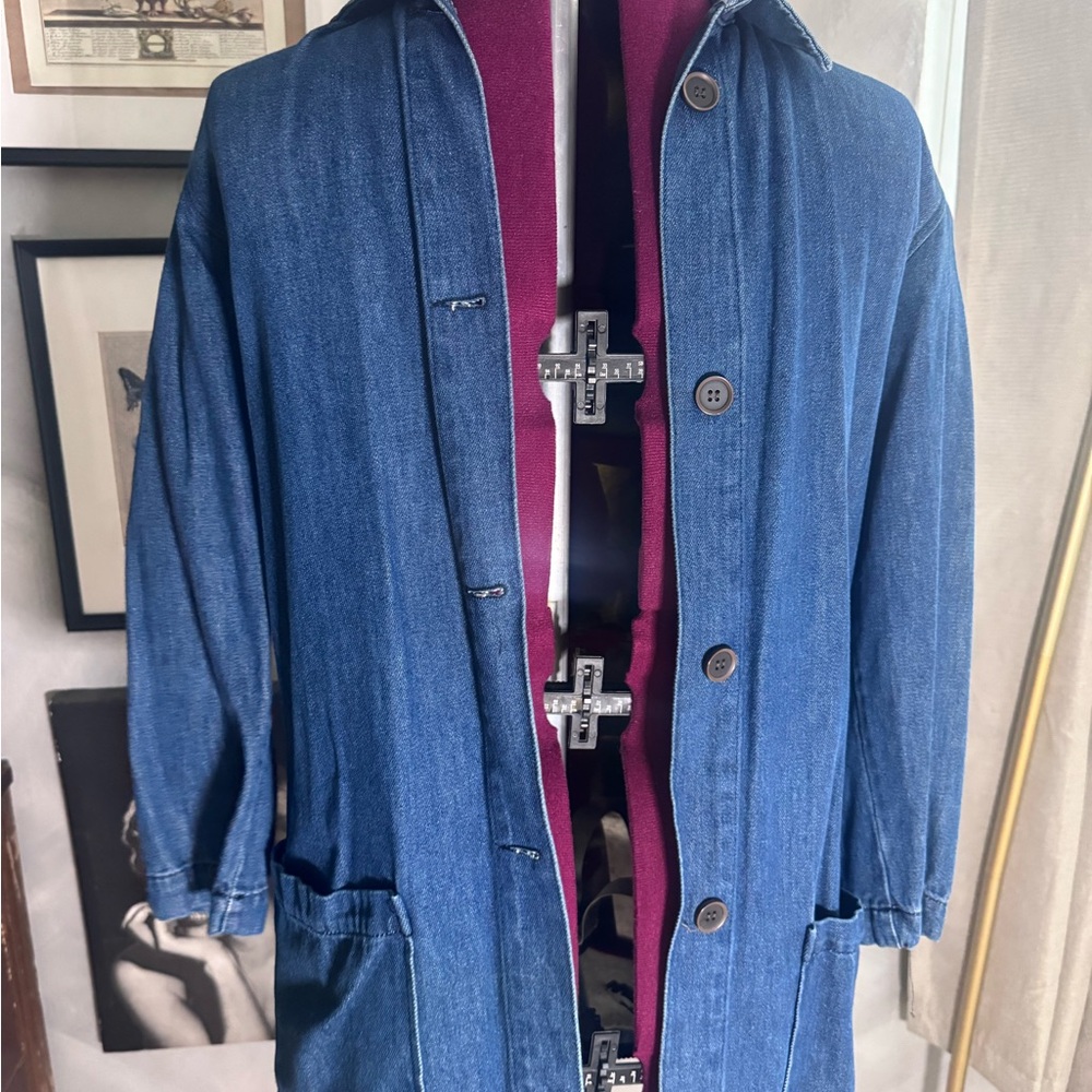 Zara Blue Denim Trench Coat